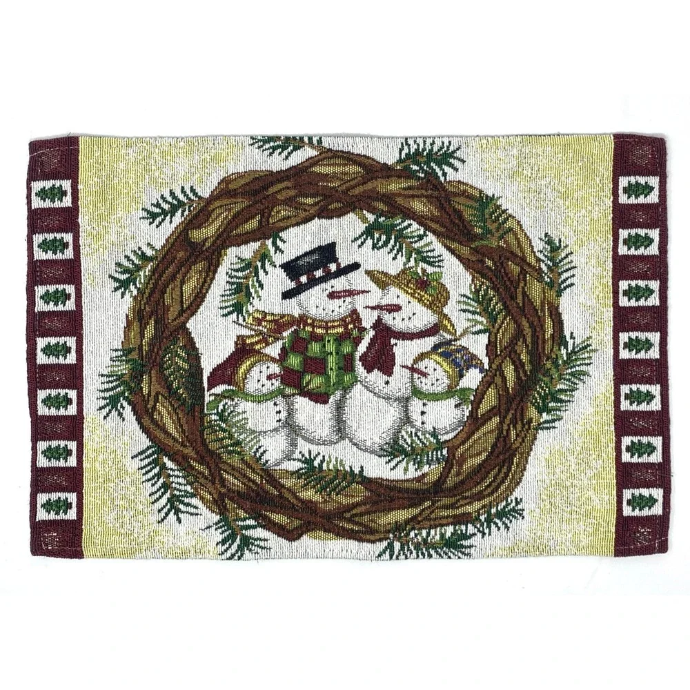 Vintage Christmas Snowman Tapestry Placemats 18x11.5